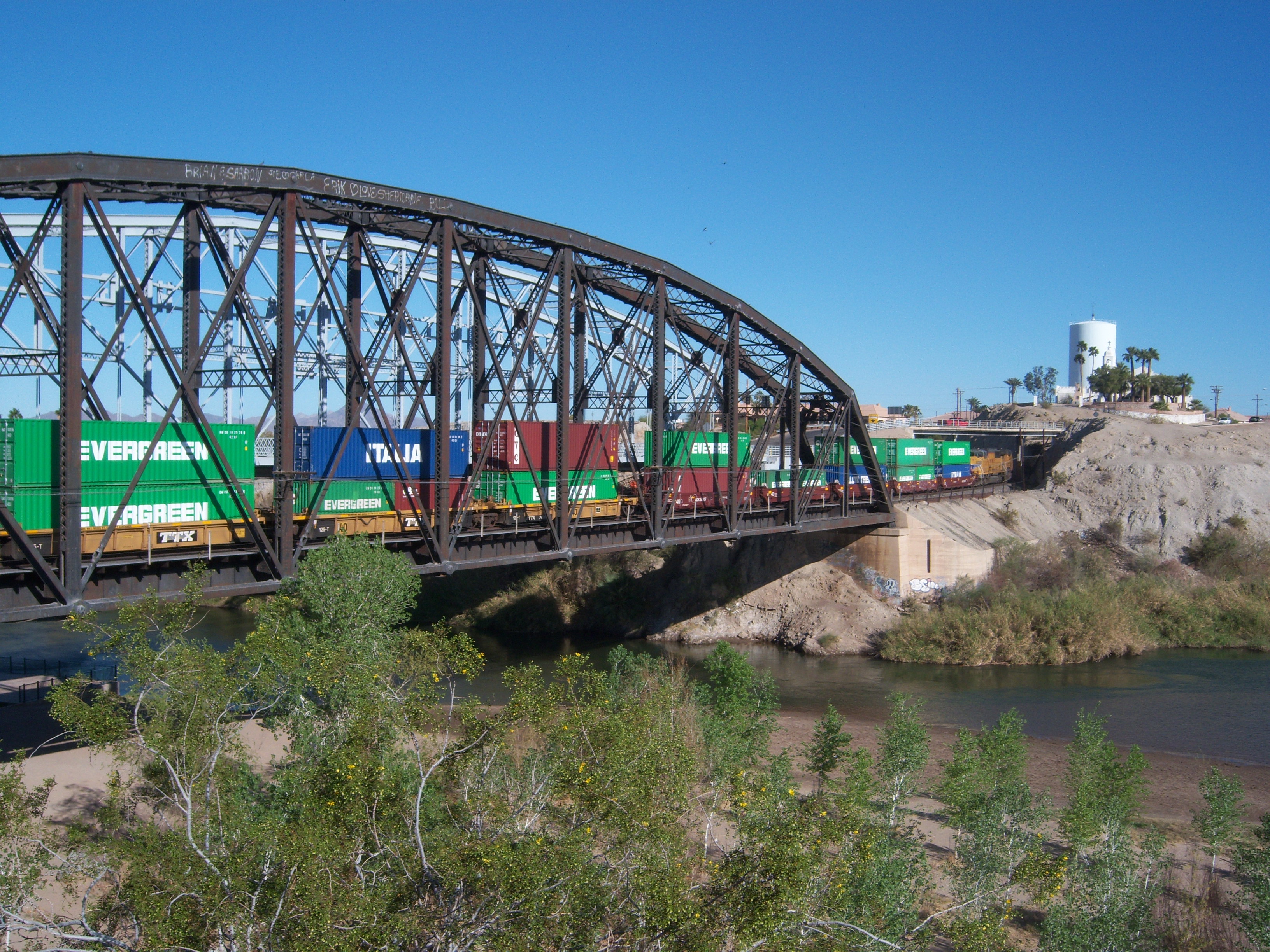 Colorado River and railroad bridge at Yuma, Arizona