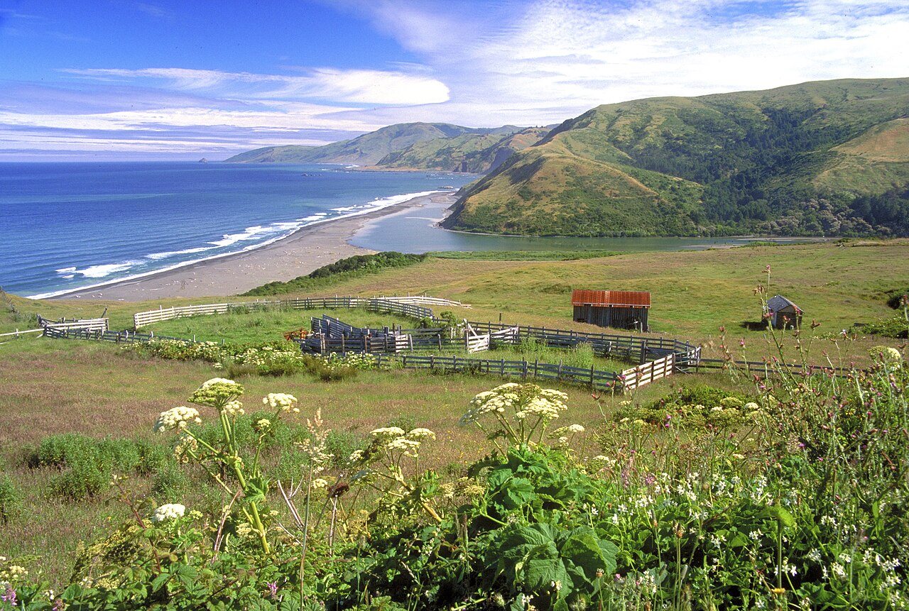 Remote Pacific shoreline and coastal mountains of the King Range along California’s Lost Coast