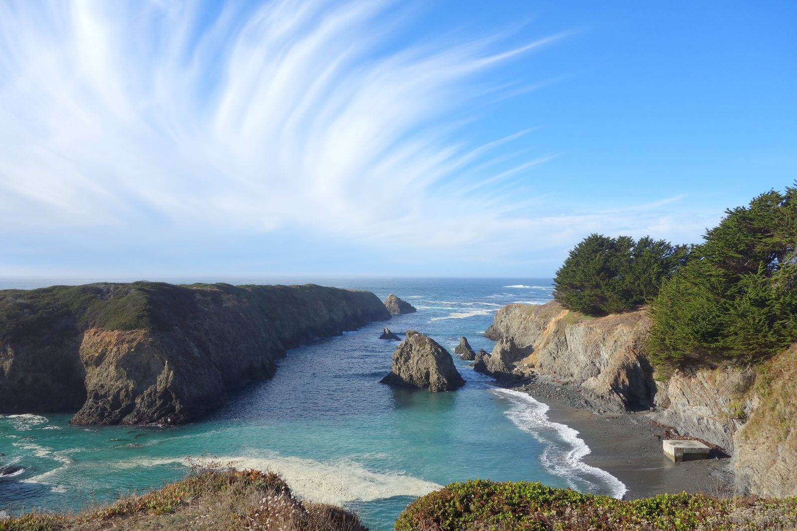 Pacific headlands and coastal vegetation at Mendocino Headlands State Park
