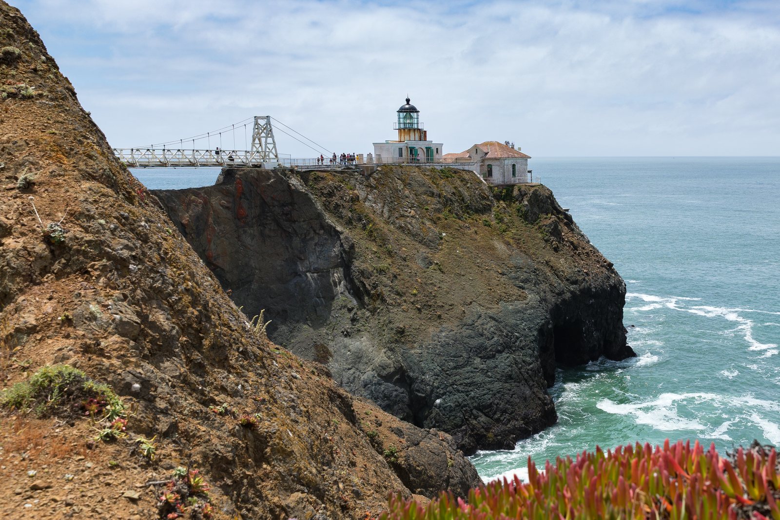 Point Bonita Lighthouse on the rocky Marin Headlands above the Pacific Ocean