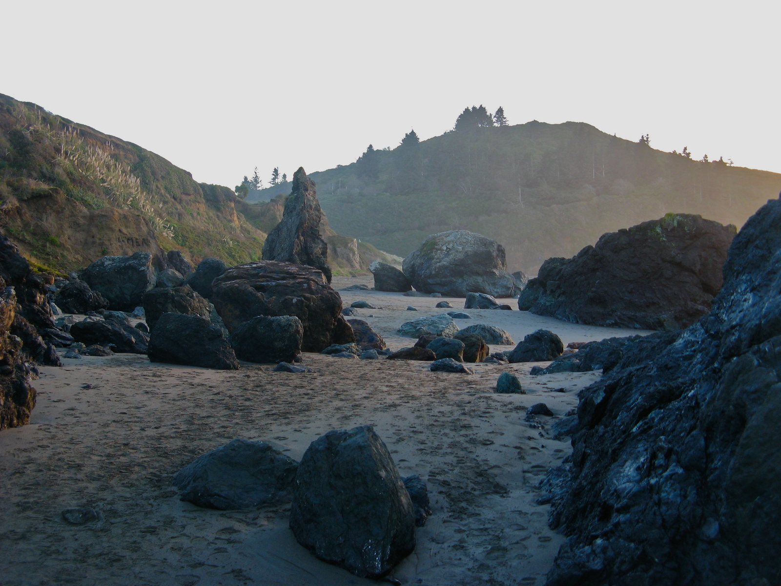 Rock formations and surf at Trinidad State Beach on California’s North Coast