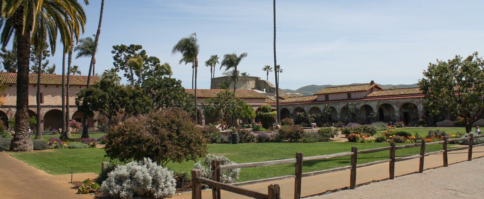Mission San Juan Capistrano courtyard and historic architecture in Orange County