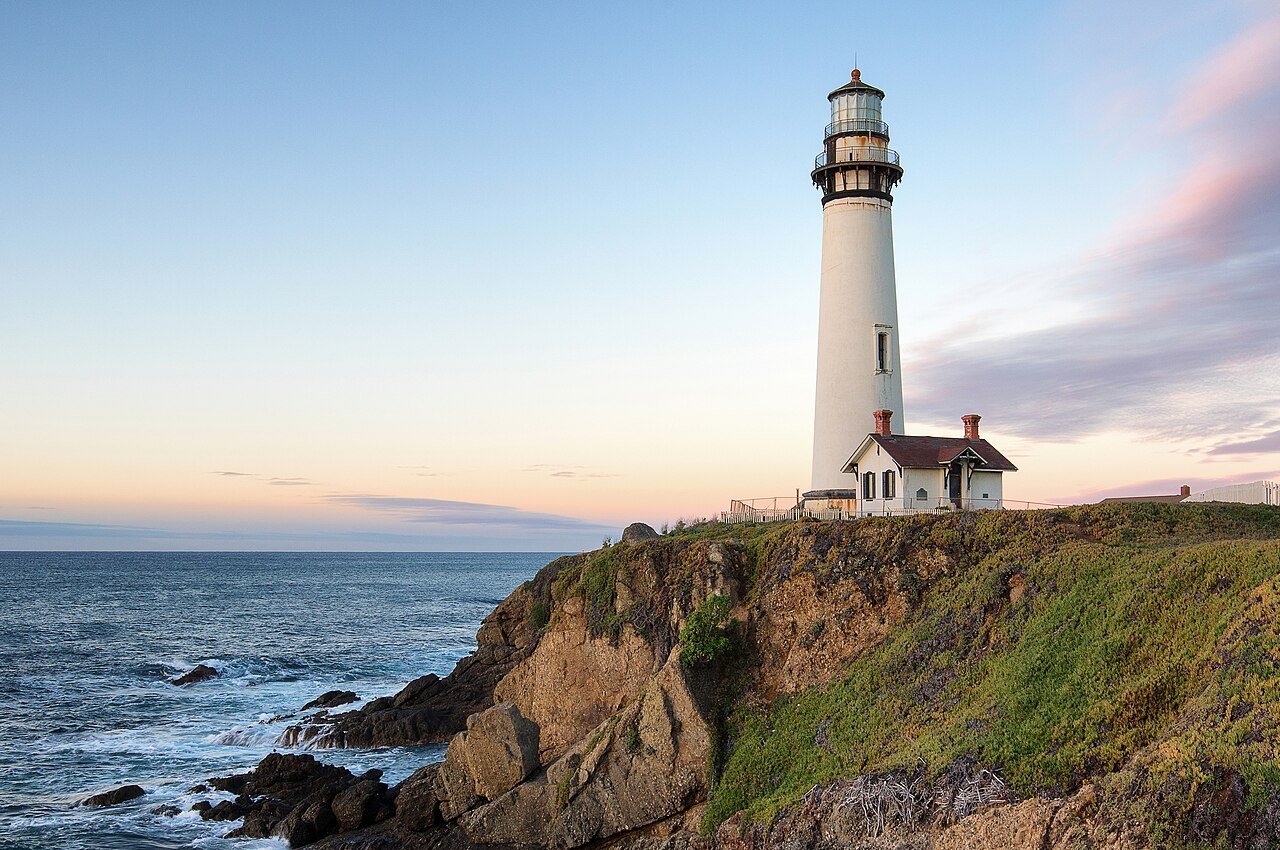 Pigeon Point Lighthouse above the Pacific coast in San Mateo County