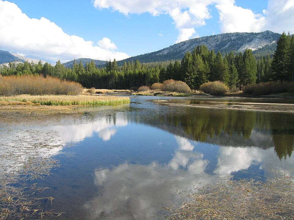 Authentic view of Tuolumne Meadows along the Sierra Nevada route