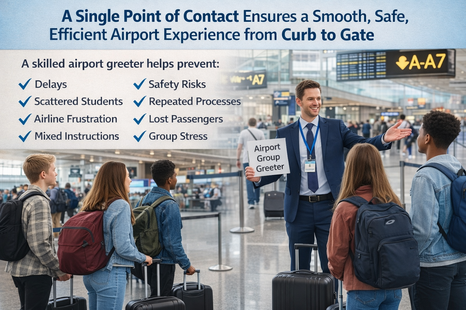 Organized airport arrival support and coordination